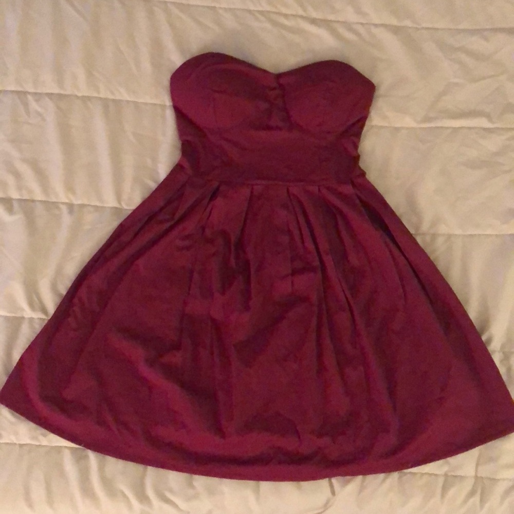 Burgundy Strapless Dress